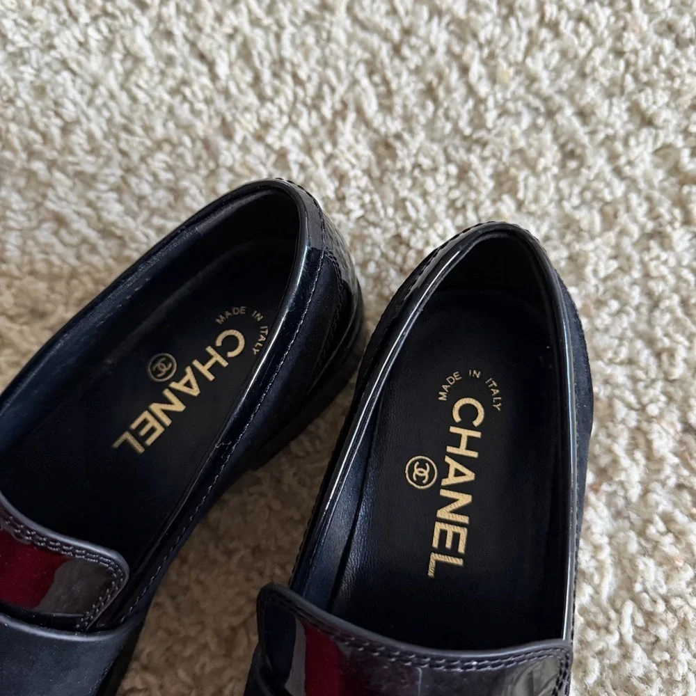 CHANEL black loafers